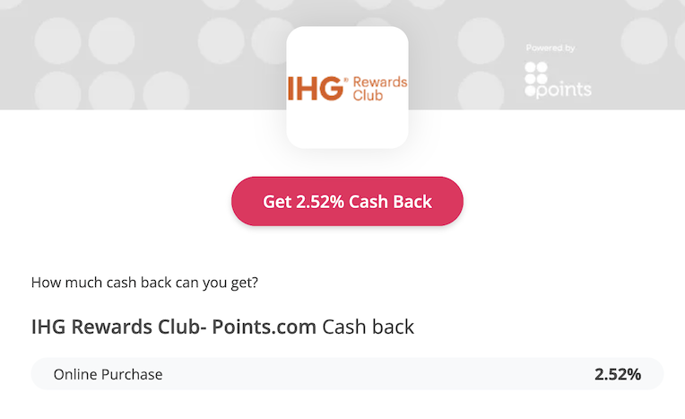 TopCashback「IHG Rewards Club」