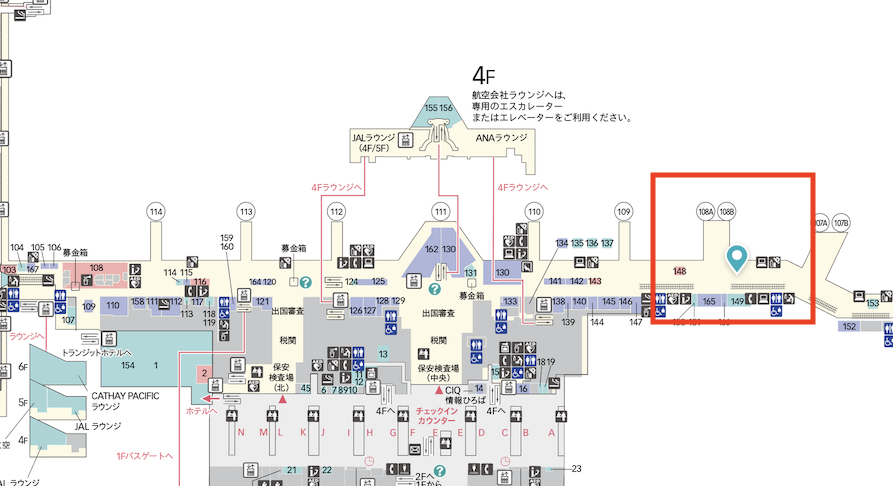 Sky Lounge Southの地図（羽田国際空港）