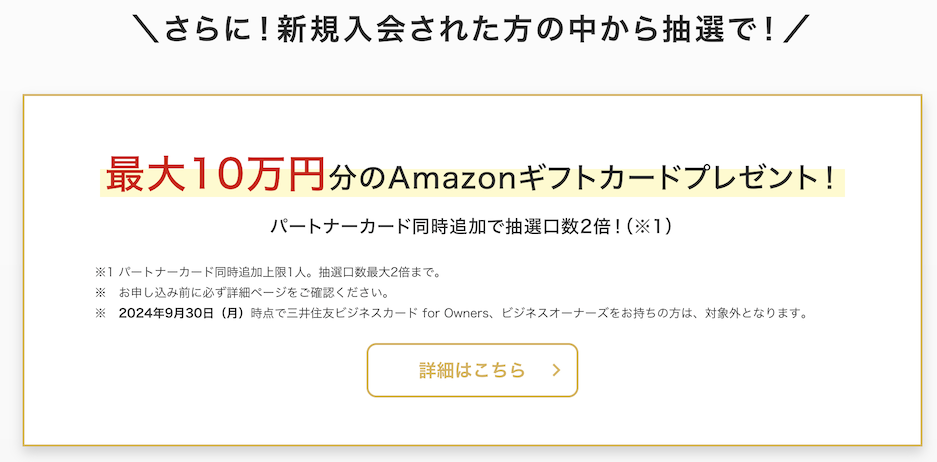 ビジネスオーナーズ ゴールドカードの入会キャンペーン（2）