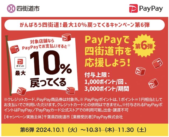 PayPayであなたの街を応援キャンペーン「四街道市」