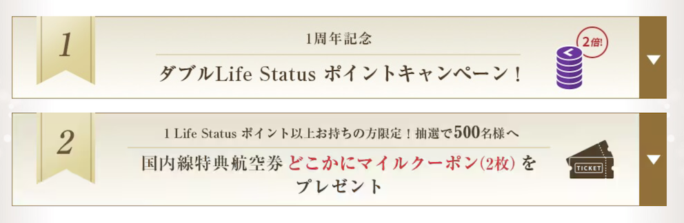 JAL Life Statusプログラム1周年記念キャンペーン（概要）